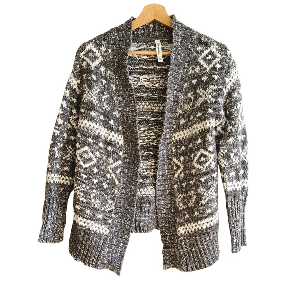 Aeropostale‎ Aztec Knit Cardigan XS Gray White Bohemian Soft Y2K Cozy Vibe